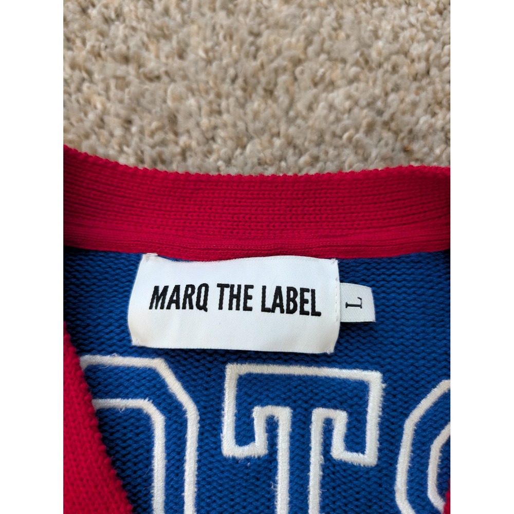 Marq The Label Puerto Rico Knit Jersey Sweater Blue Red White Mens Large 00 - Picture 5 of 9